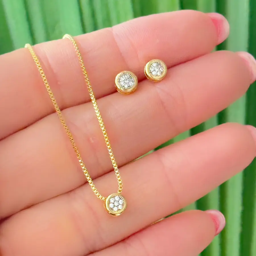 Conjunto ponto de luz cravejado