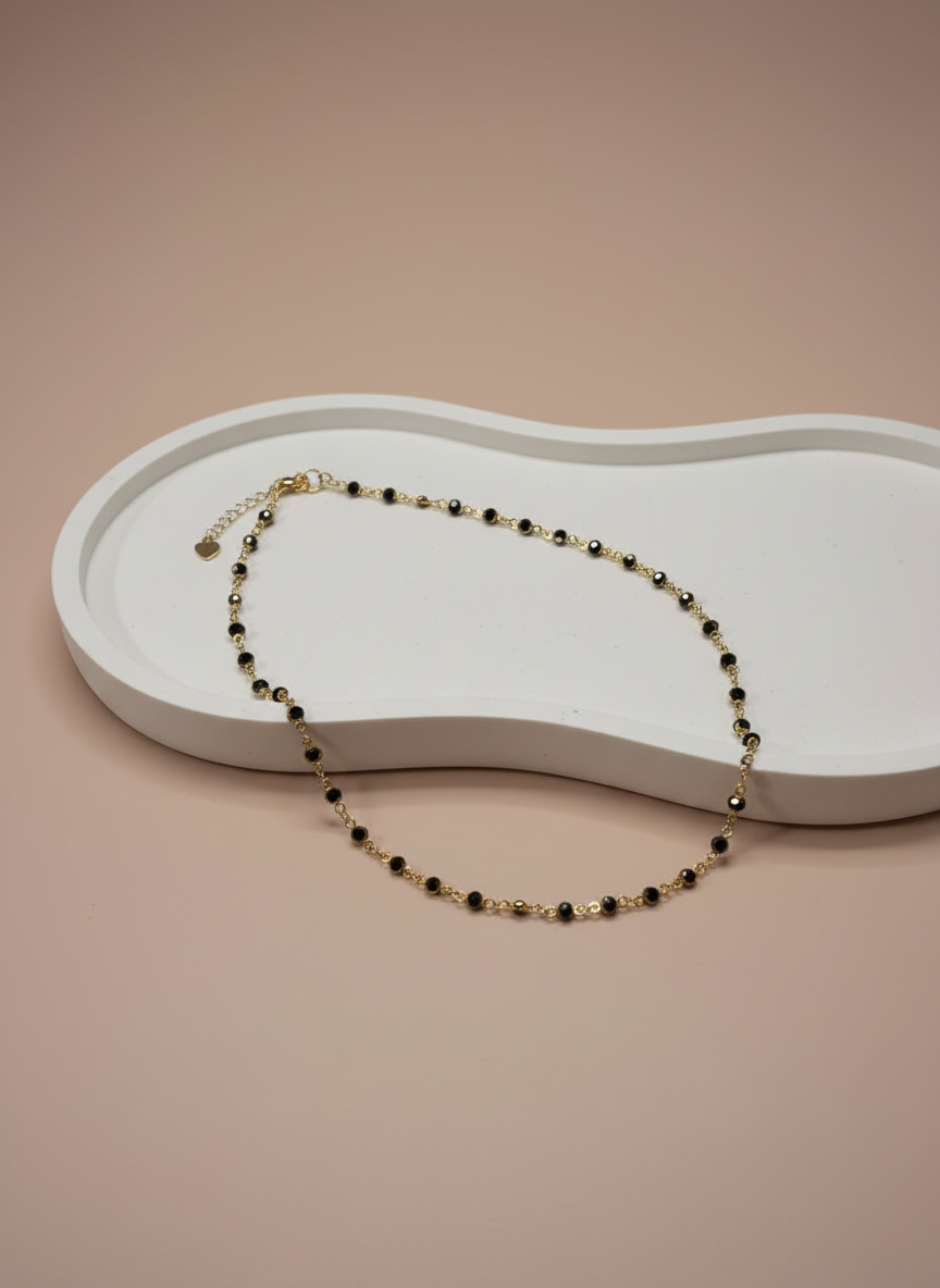 Colar choker zircônias negras