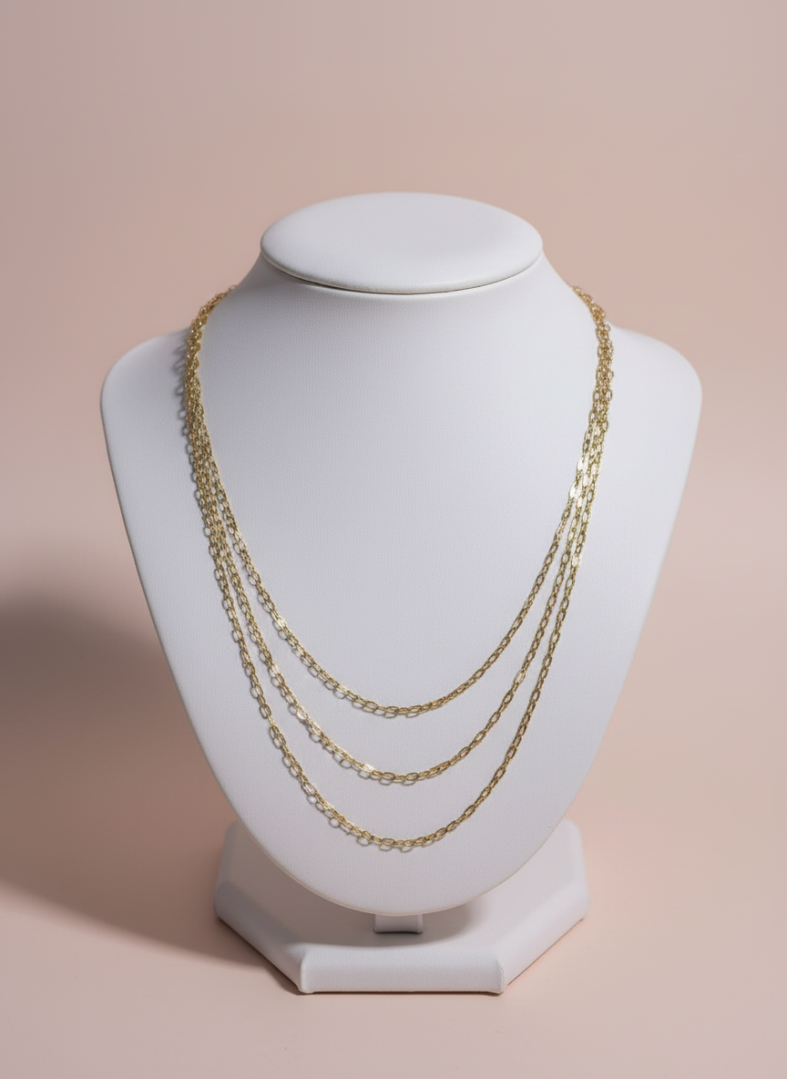 Colar 3 correntes de elos ovais