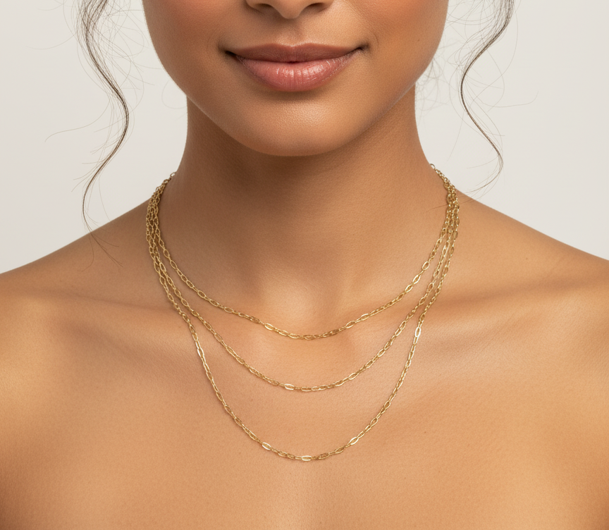 Colar 3 correntes de elos ovais